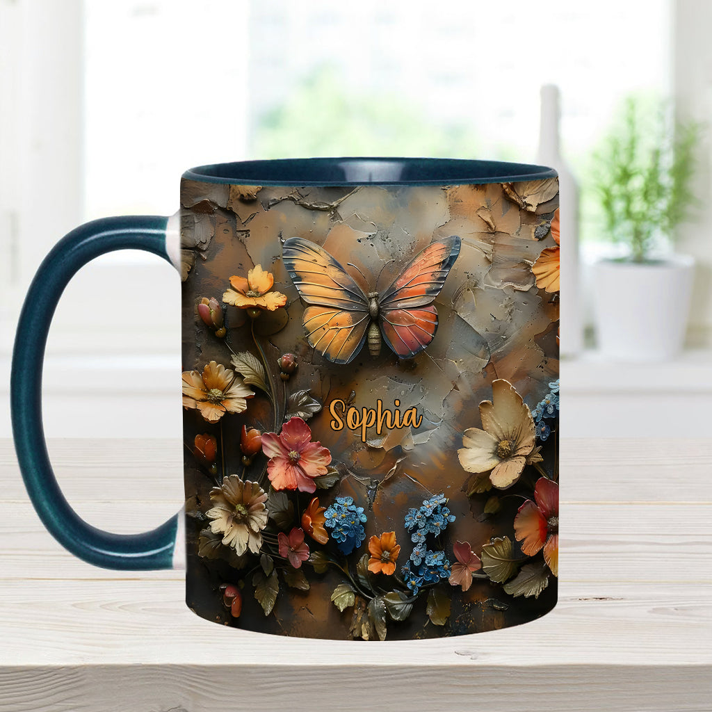 Mug personnalisé à motif papillon - Rose et papillon chics