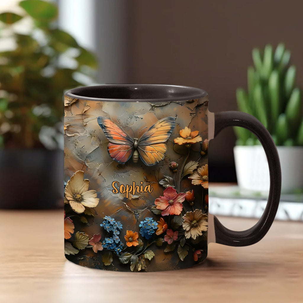 Mug personnalisé à motif papillon - Rose et papillon chics