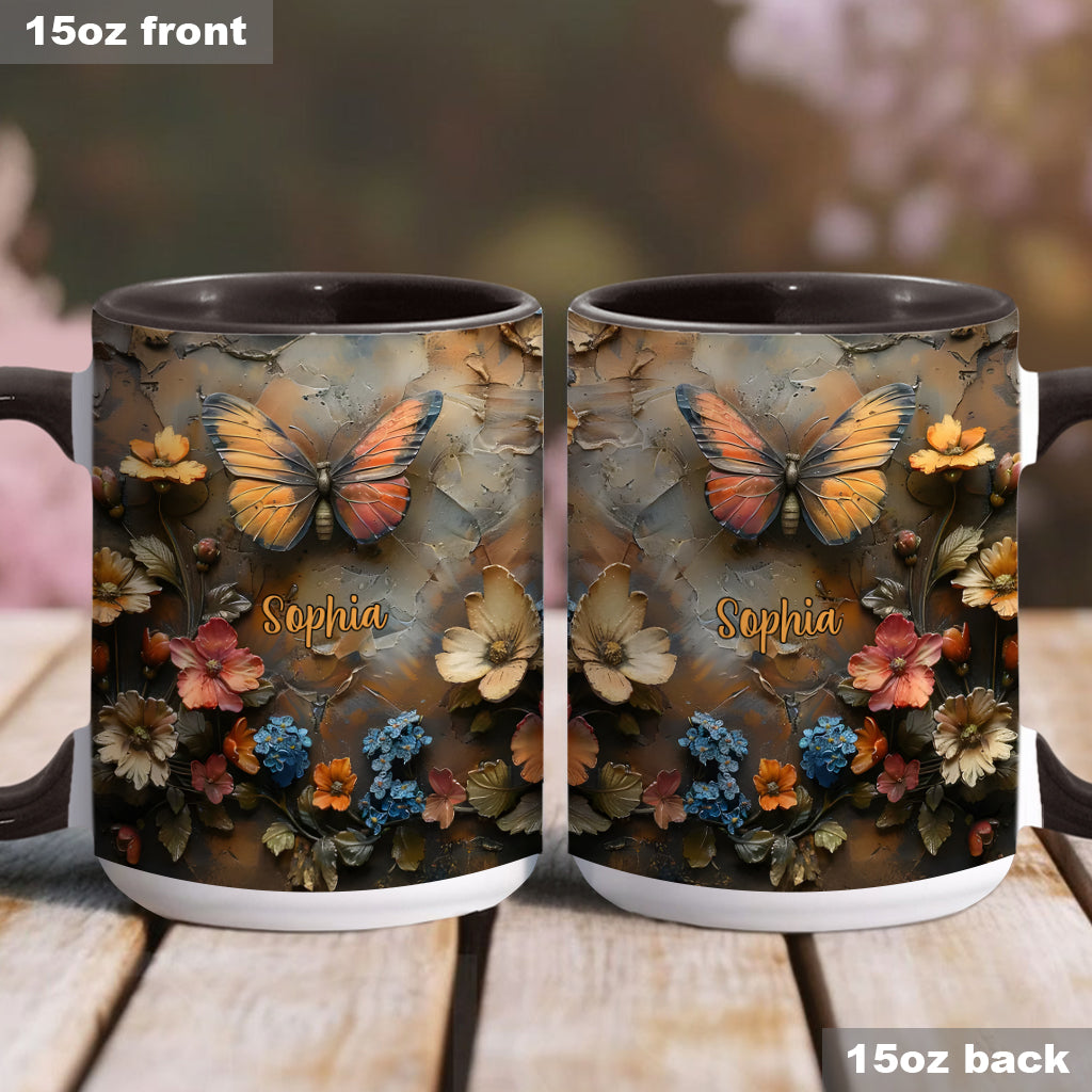 Mug personnalisé à motif papillon - Rose et papillon chics