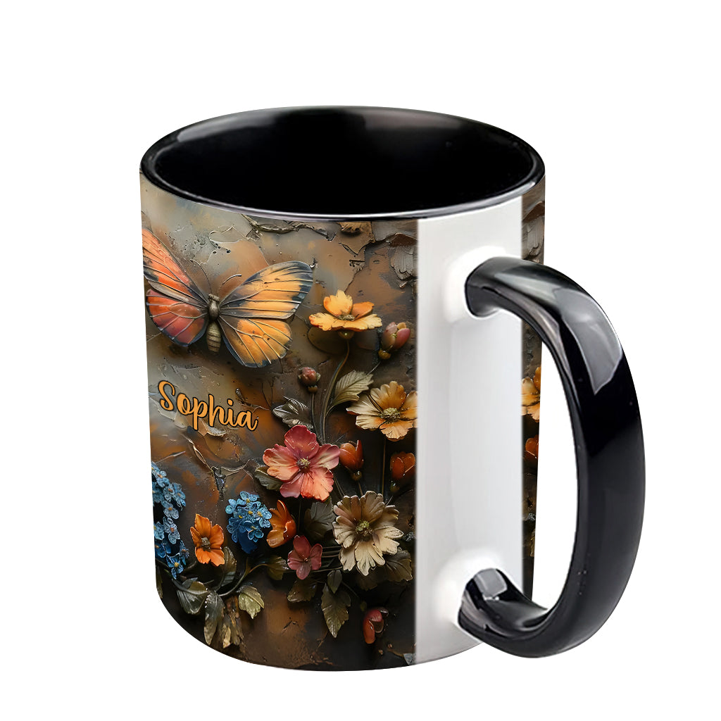 Mug personnalisé à motif papillon - Rose et papillon chics