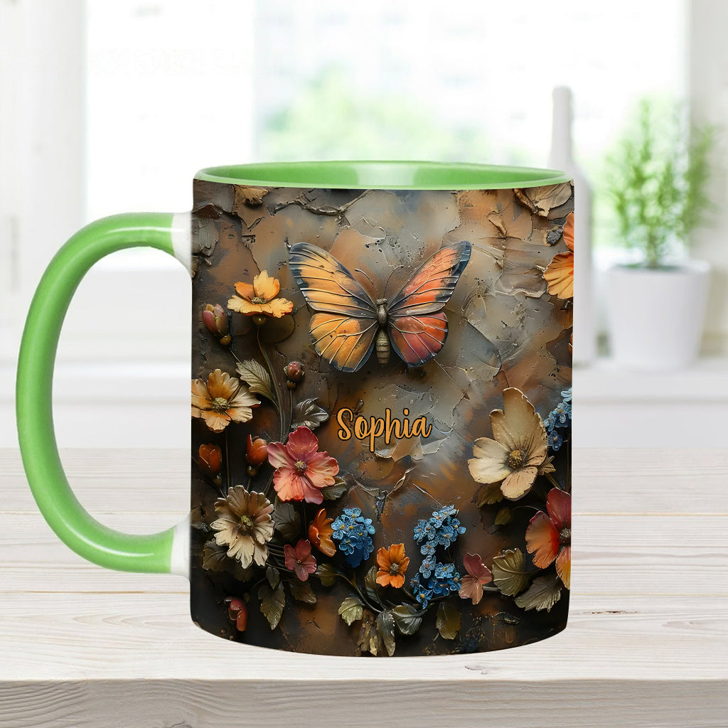 Mug personnalisé à motif papillon - Rose et papillon chics