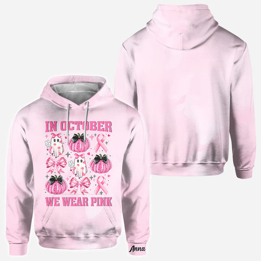 En octobre, on porte du rose - T-shirt personnalisé intégral pour la sensibilisation au cancer du sein