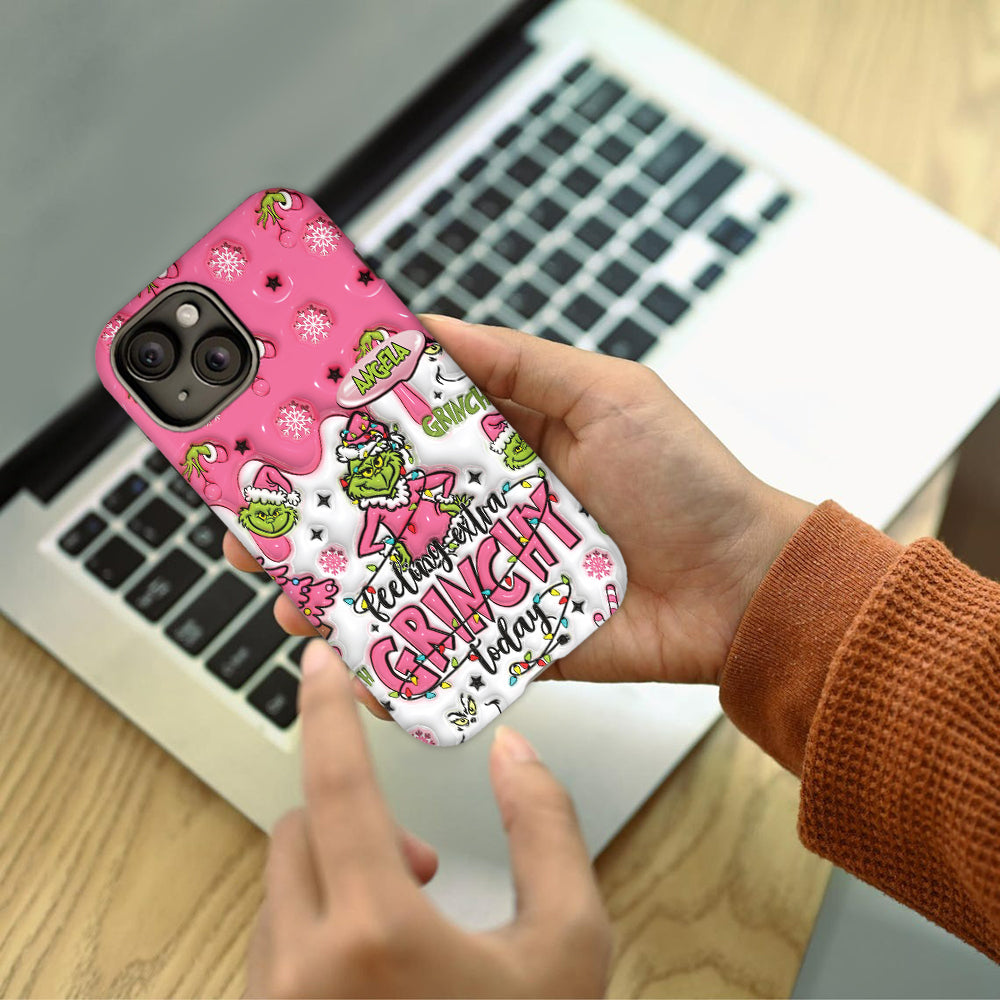 Aujourd'hui, c'est le Grinch ! - Coque de téléphone personnalisée avec imprimé intégral « Fou de Noël »