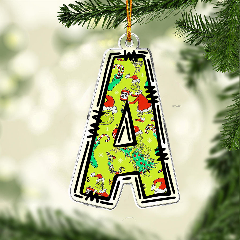 Lettre du Grinch - Étole de Noël personnalisée - Ornement de Noël en forme de pièce unique