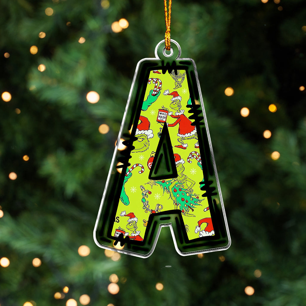 Lettre du Grinch - Étole de Noël personnalisée - Ornement de Noël en forme de pièce unique