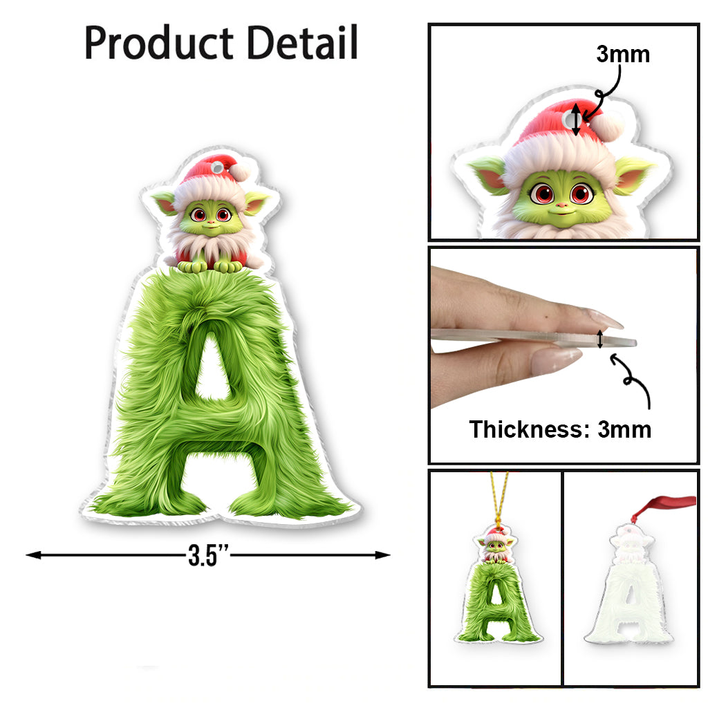 Lettre du Grinch - Ornement de Noël transparent personnalisé en forme d'étole