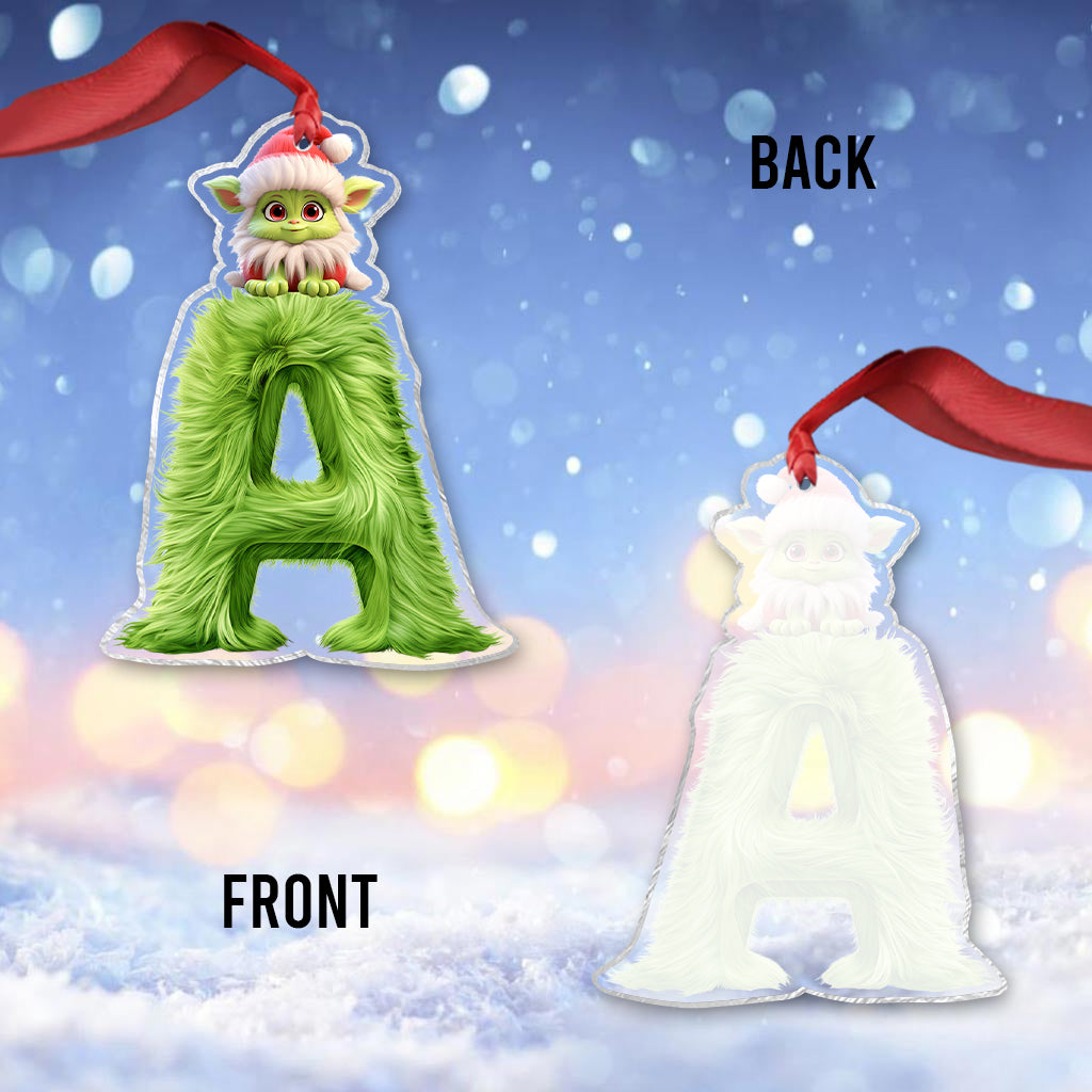 Lettre du Grinch - Ornement de Noël transparent personnalisé en forme d'étole