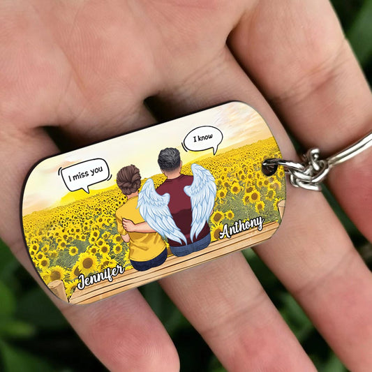 Toujours dans nos pensées - Porte-clés commémoratif personnalisé en acier inoxydable