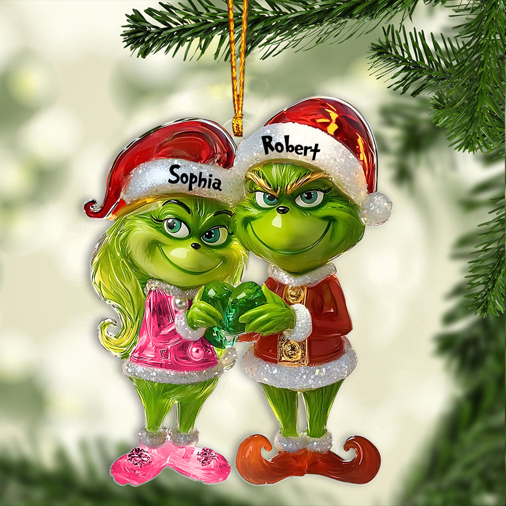 Couple Vert - Ornement de Noël personnalisé en forme d'étole