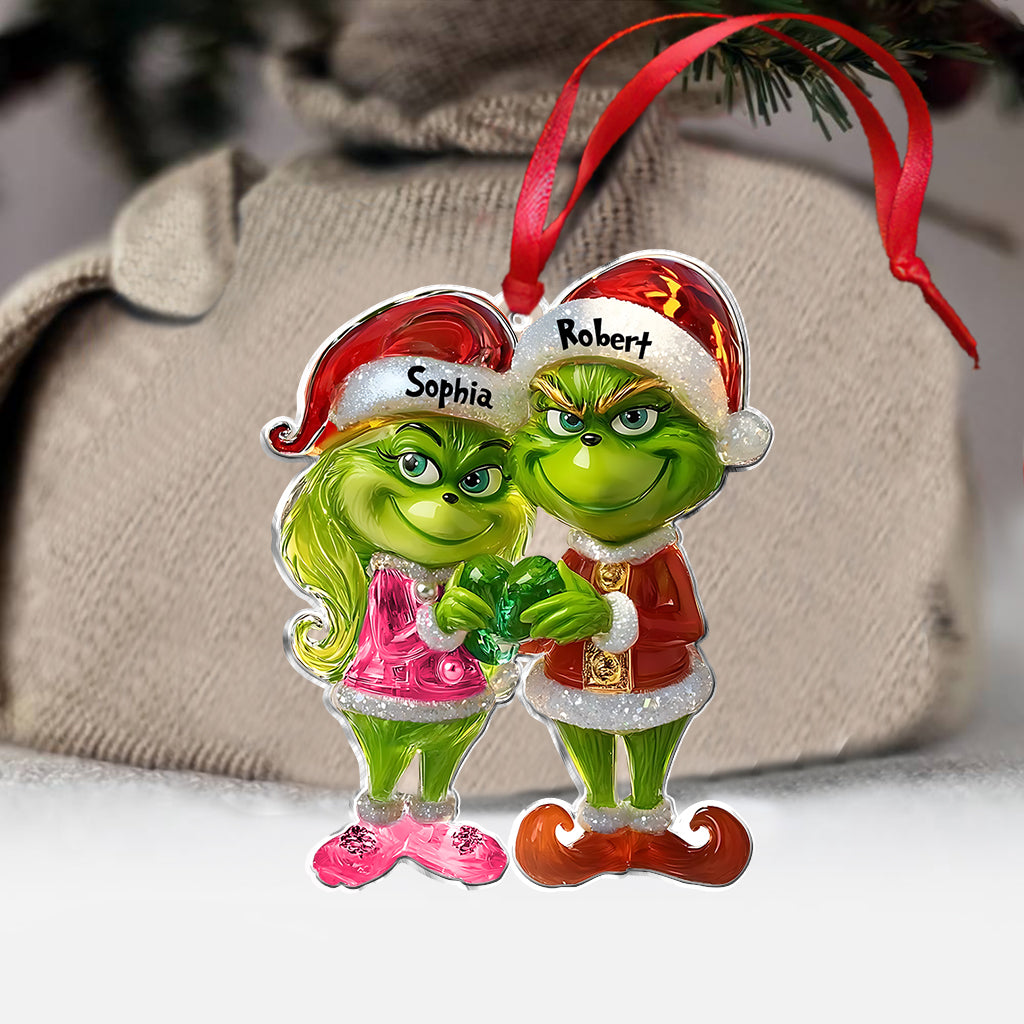 Couple Vert - Ornement de Noël personnalisé en forme d'étole