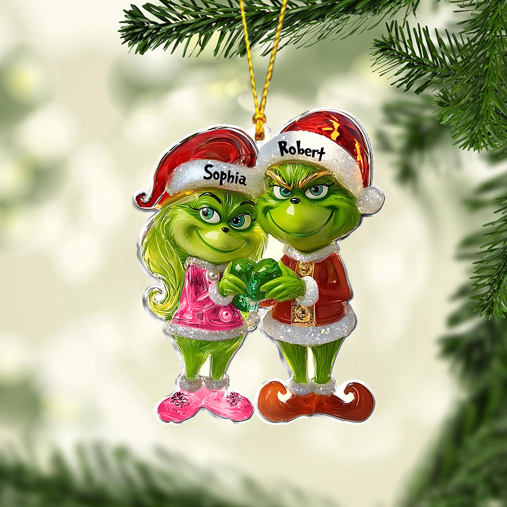 Couple Vert - Ornement de Noël personnalisé en forme d'étole