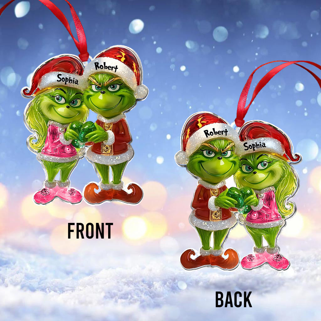 Couple Vert - Ornement de Noël personnalisé en forme d'étole