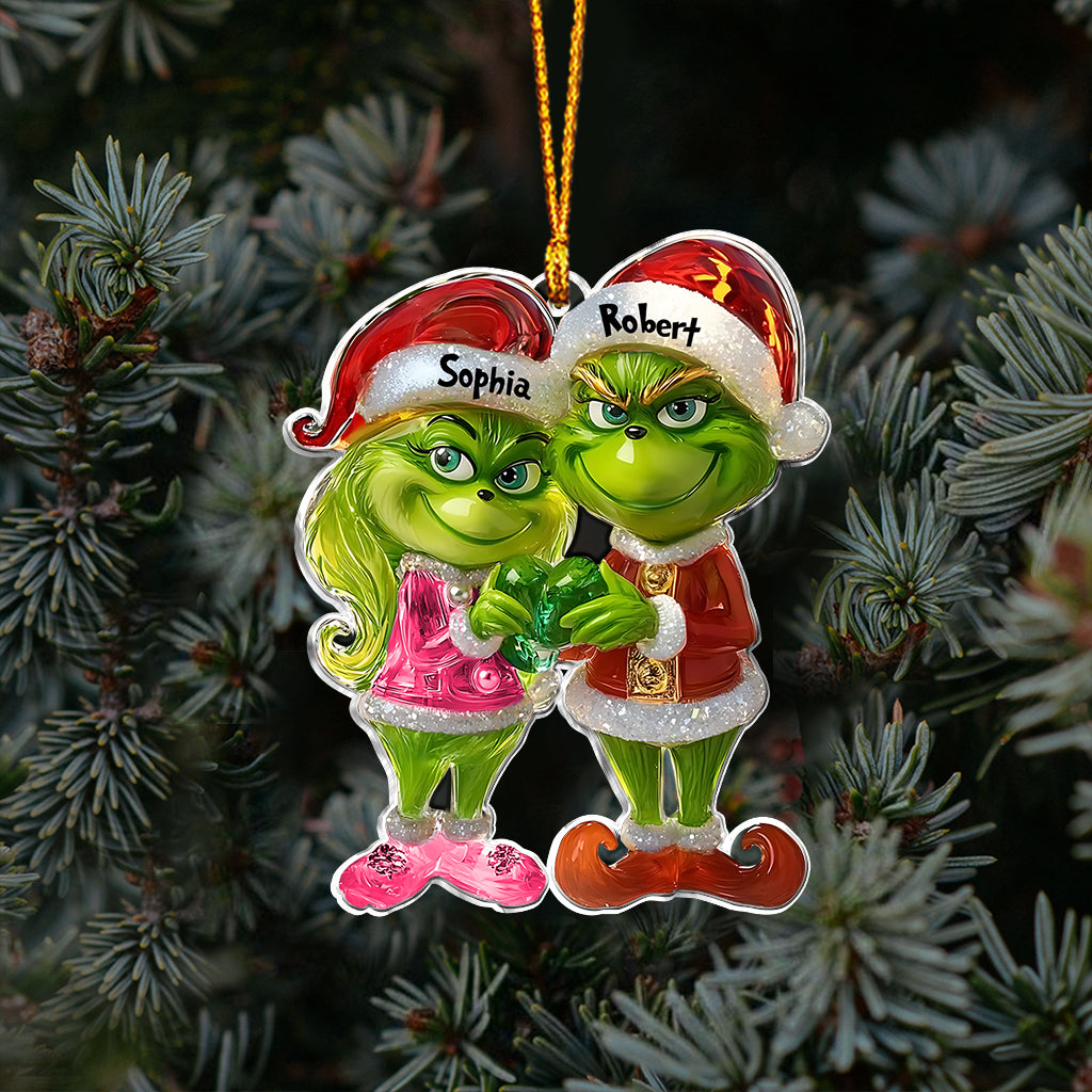 Couple Vert - Ornement de Noël personnalisé en forme d'étole