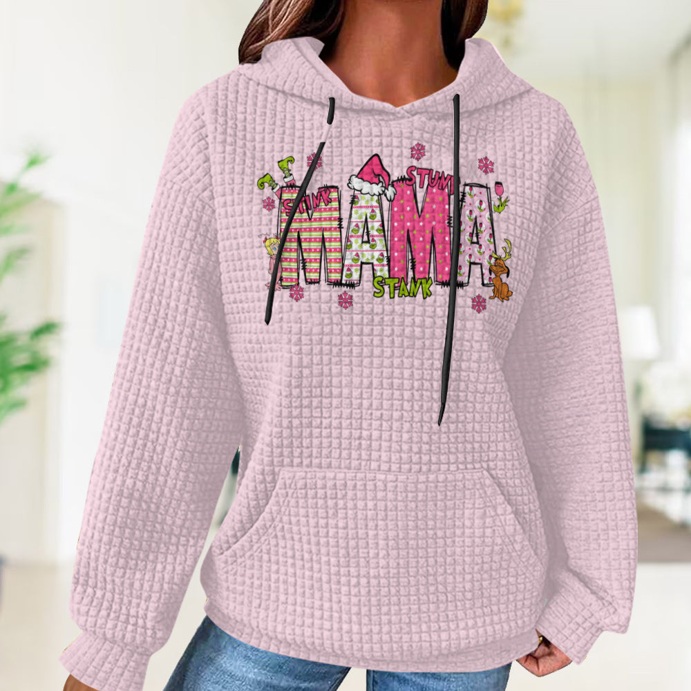 Mama Grinch - Étole de Noël personnalisée à capuche gaufrée