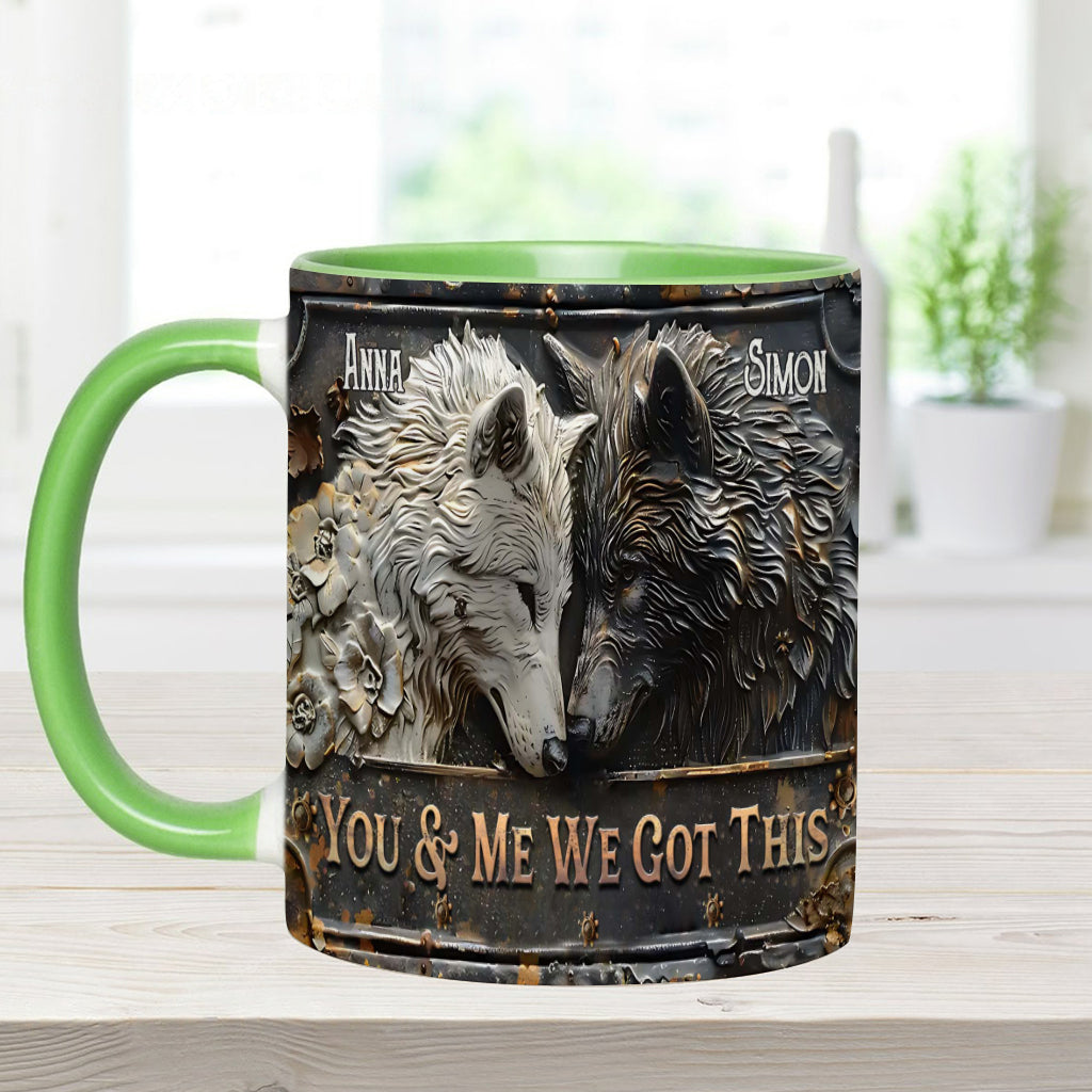 You & Me We Got This - Personalized Wolf Accent Mug