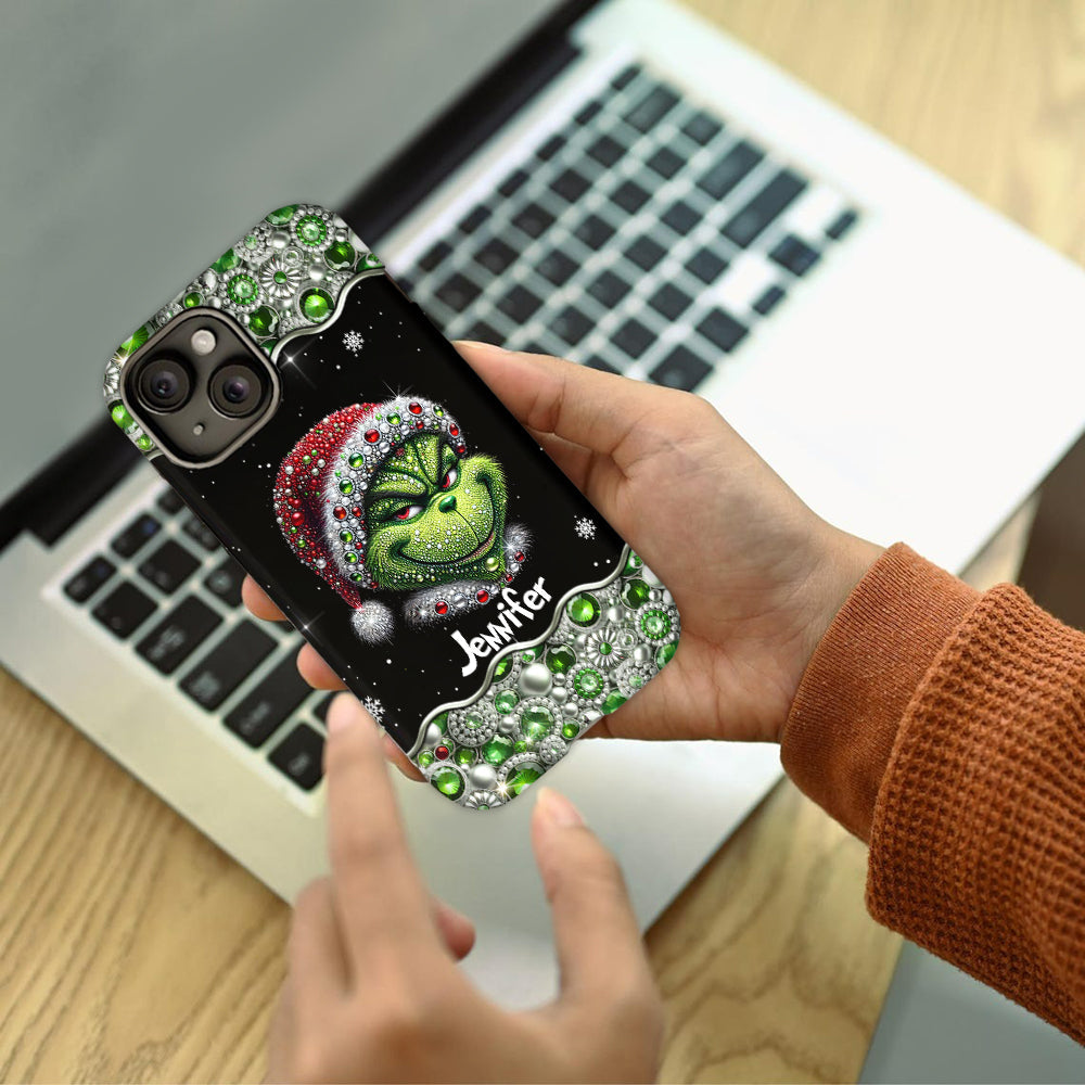 Joyeux Grinchmas - Coque de téléphone personnalisée avec imprimé intégral « Étole de Noël »