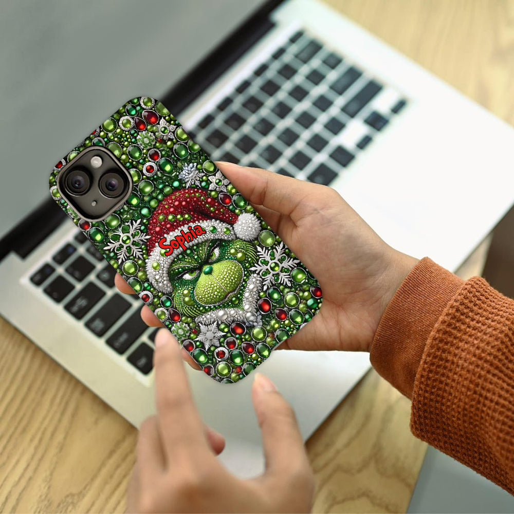 Joyeux Grinchmas - Coque de téléphone personnalisée avec imprimé intégral « Étole de Noël »