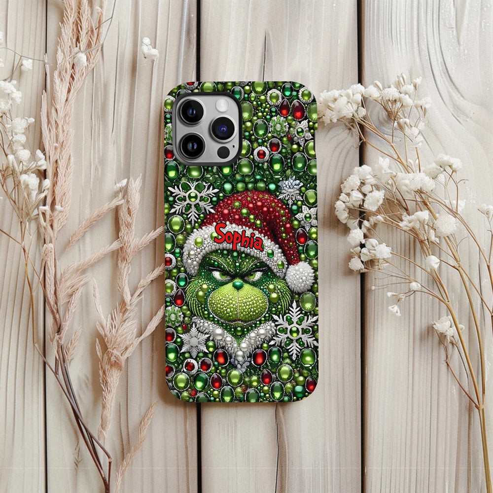 Joyeux Grinchmas - Coque de téléphone personnalisée avec imprimé intégral « Étole de Noël »