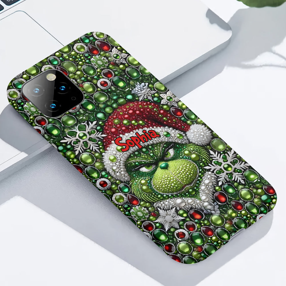 Joyeux Grinchmas - Coque de téléphone personnalisée avec imprimé intégral « Étole de Noël »