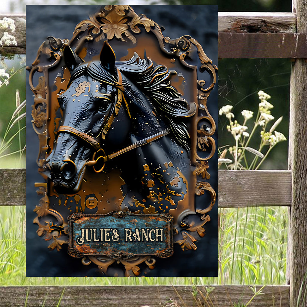 Magnifique cheval - Plaque métallique rectangulaire personnalisée représentant un cheval