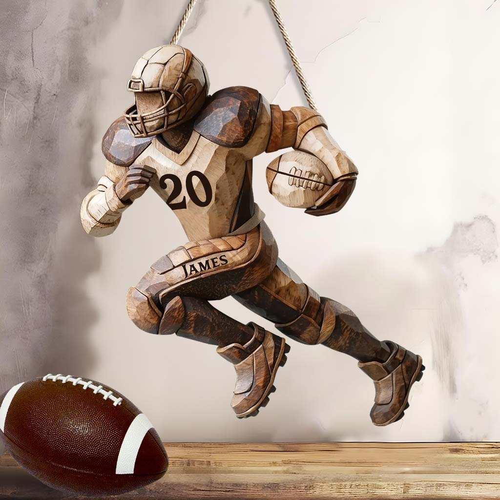 Strong One - Personalized Football Custom Shaped Wood Sign