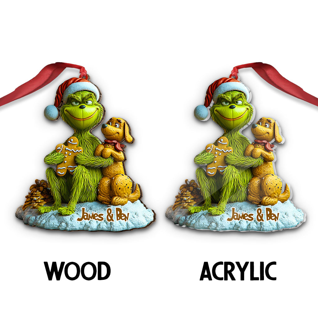 Green Monster Loves Dogs - Personalized Stole Christmas Ornament