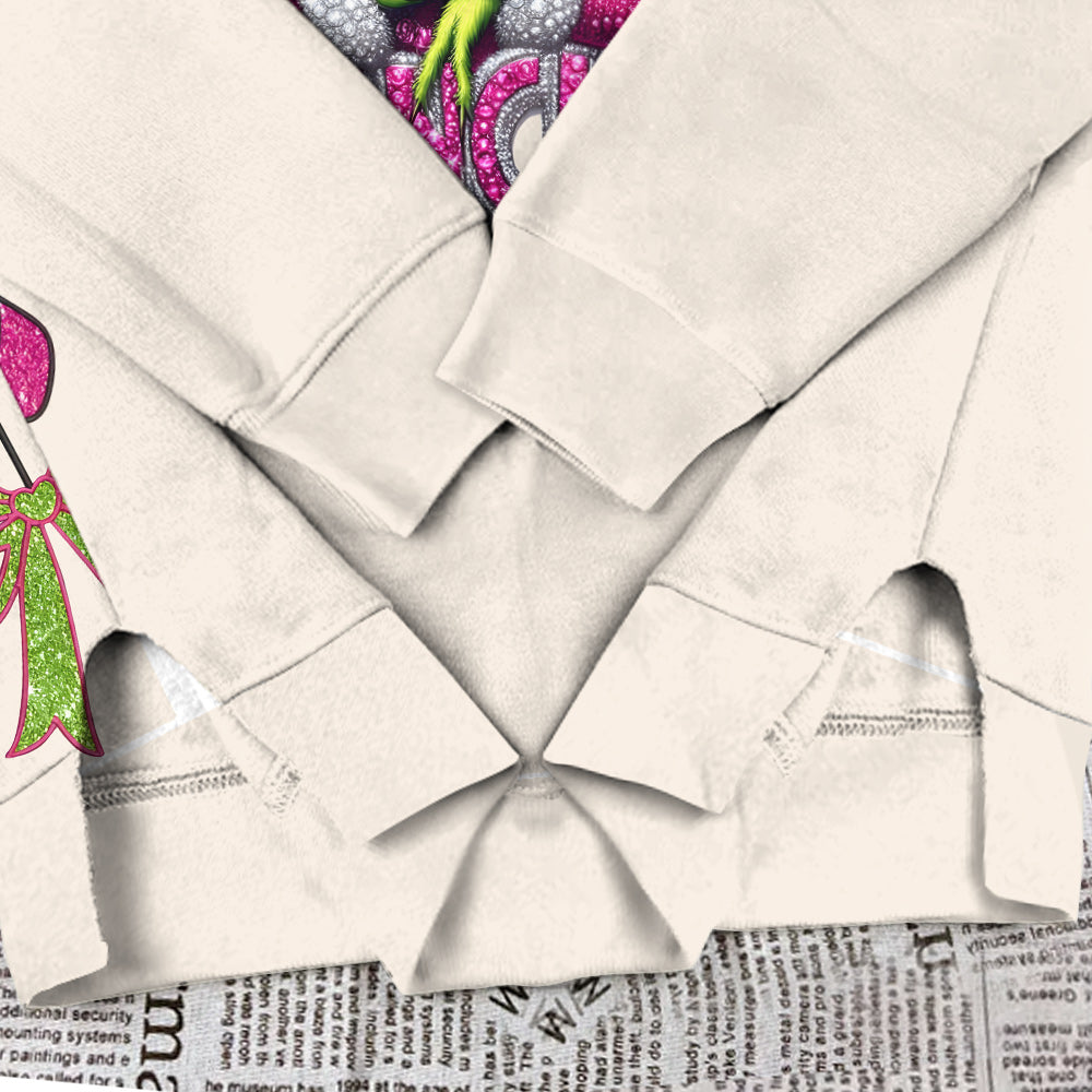 Joyeux Grinchmas - Sweat-shirt à ourlet fendu et étole de Noël personnalisée