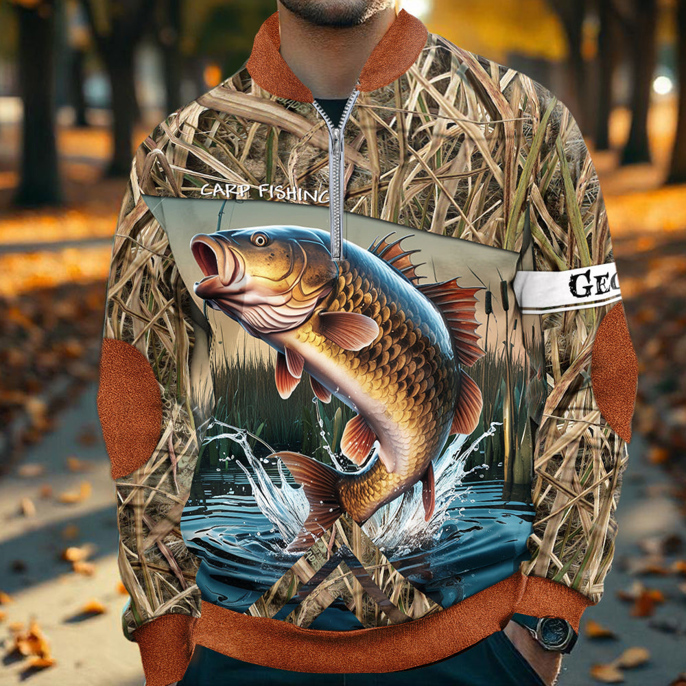 Pêche à la carpe - Sweat-shirt zippé personnalisé pour homme