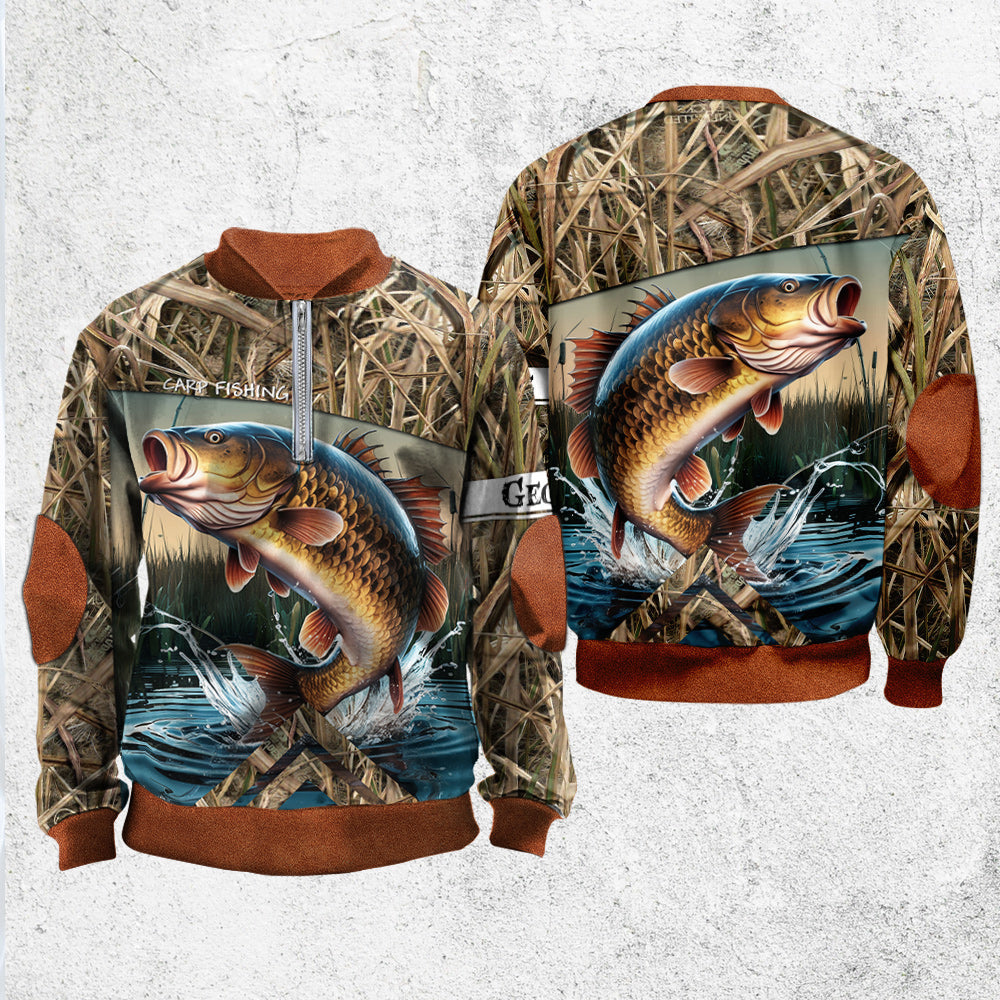 Pêche à la carpe - Sweat-shirt zippé personnalisé pour homme