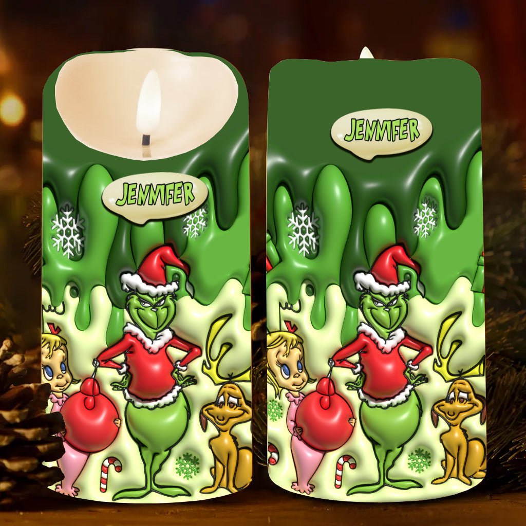 Merry Christmas - Personalized Stole Christmas Flameless Candle