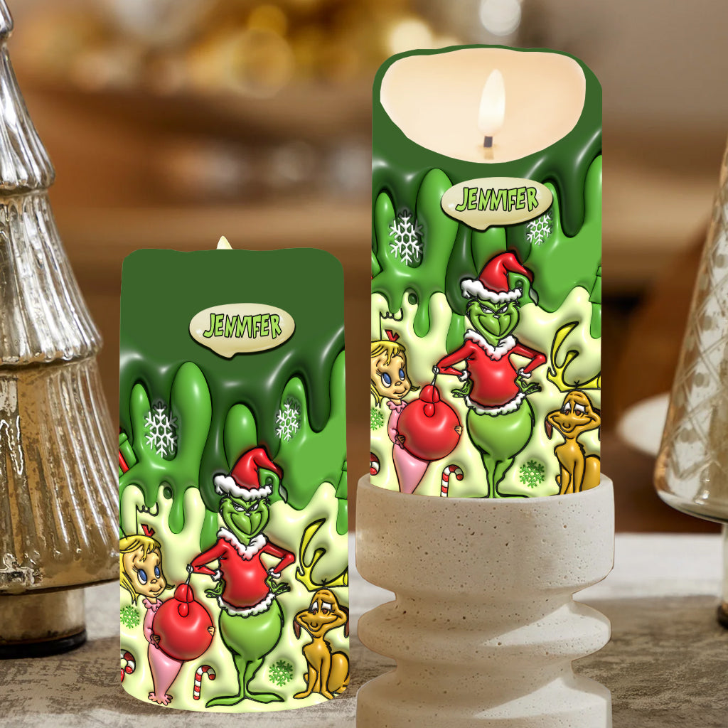 Merry Christmas - Personalized Stole Christmas Flameless Candle