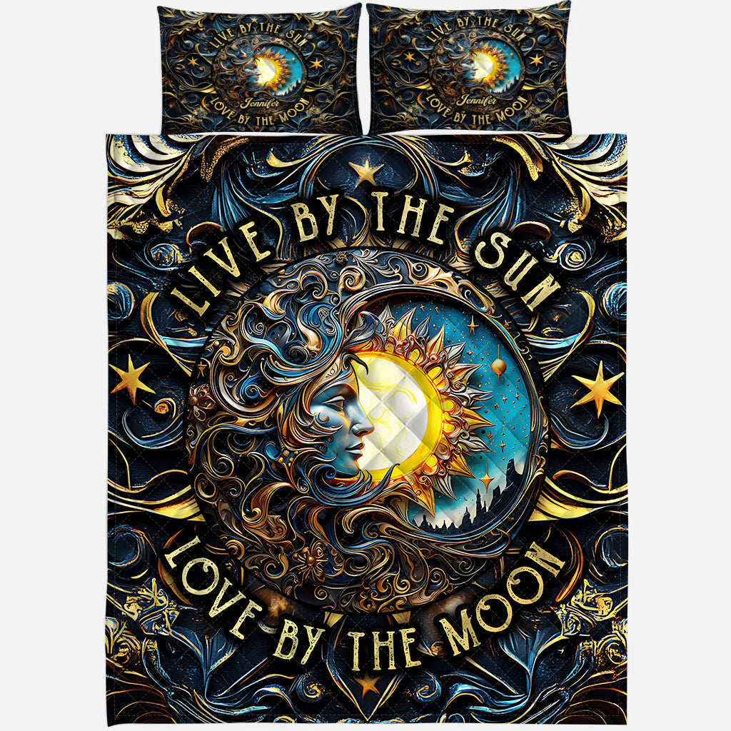Vivre au rythme du soleil, aimer au rythme de la lune - Ensemble de courtepointe hippie personnalisé