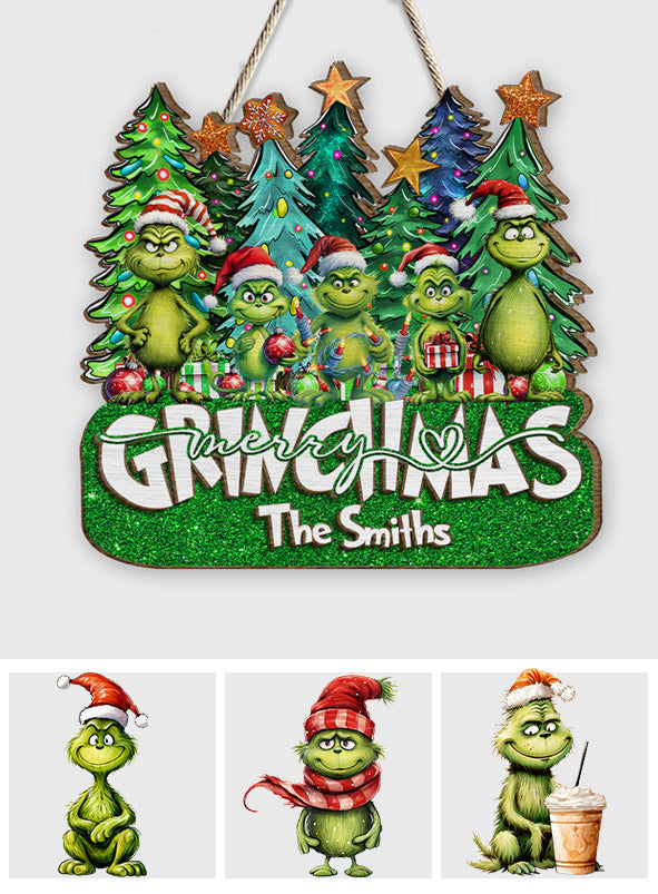 Joyeux Grinchmas - Plaque en bois personnalisée « Étole de Noël » à 2 couches