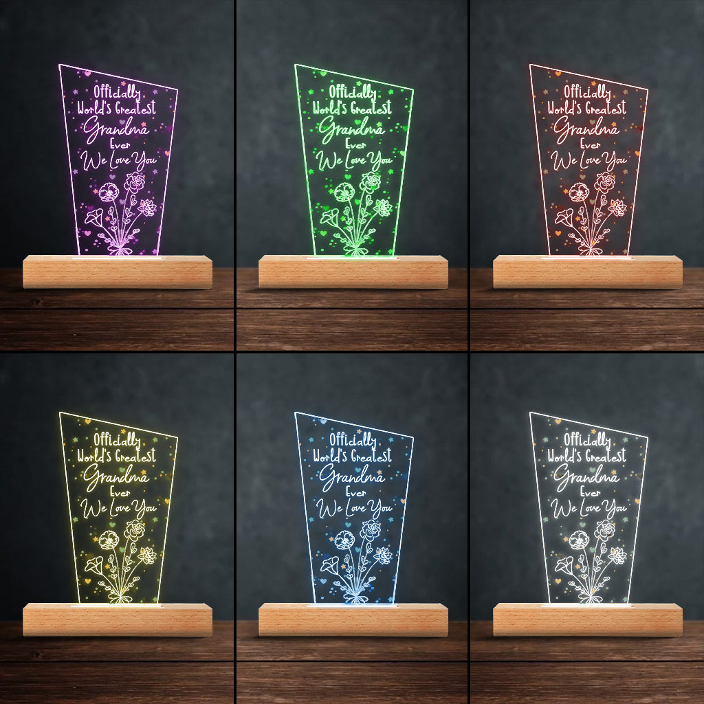 Officiellement la meilleure maman du monde ! – Cadeau pour maman, grand-père, mari, femme, grand-mère, papa – Plaque lumineuse personnalisée