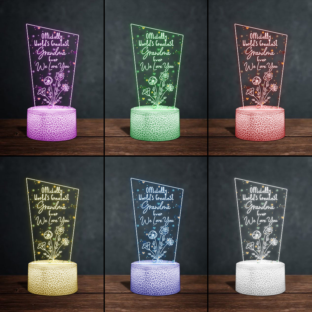 Officiellement la meilleure maman du monde ! – Cadeau pour maman, grand-père, mari, femme, grand-mère, papa – Plaque lumineuse personnalisée