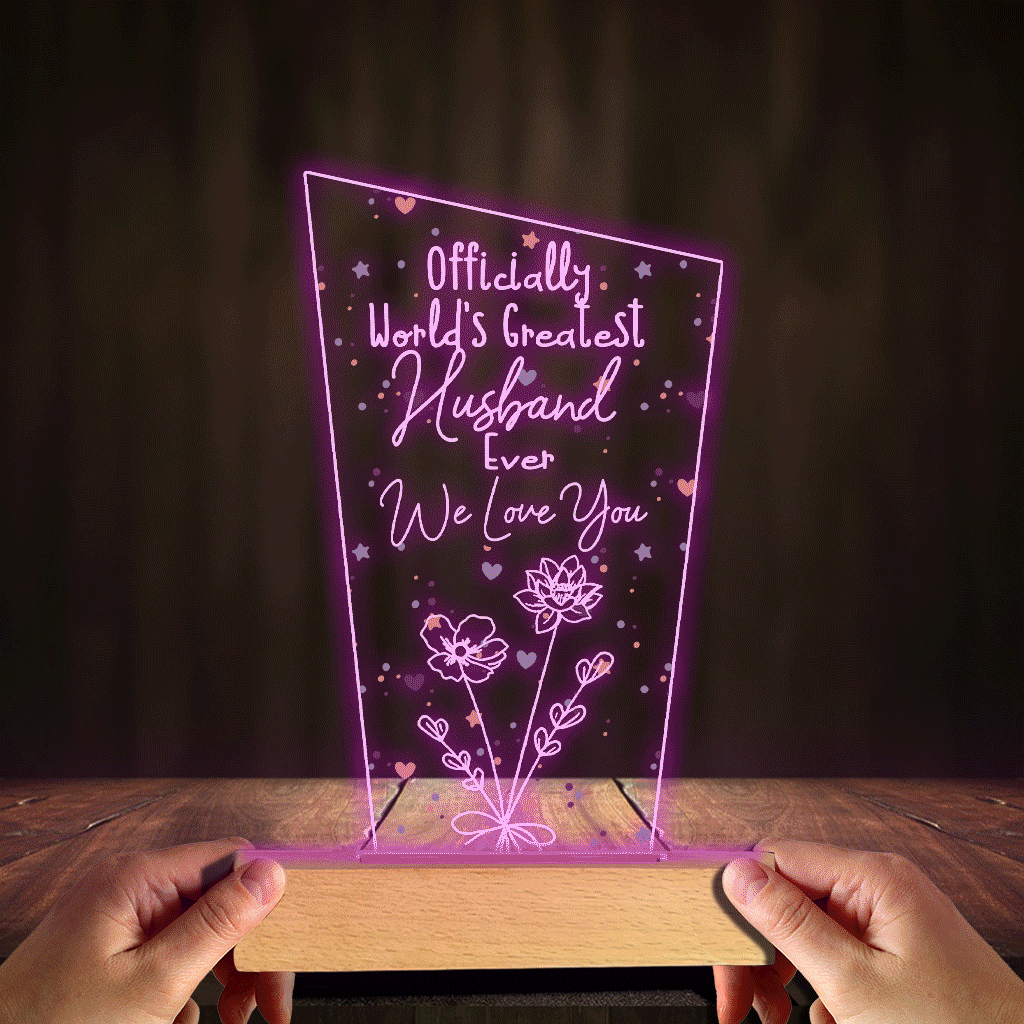 Officiellement la meilleure maman du monde ! – Cadeau pour maman, grand-père, mari, femme, grand-mère, papa – Plaque lumineuse personnalisée