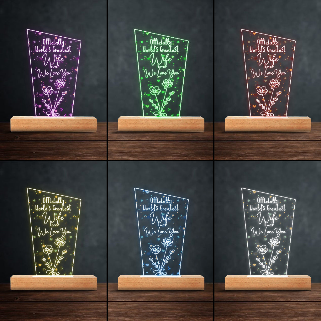 Officiellement la meilleure maman du monde ! – Cadeau pour maman, grand-père, mari, femme, grand-mère, papa – Plaque lumineuse personnalisée