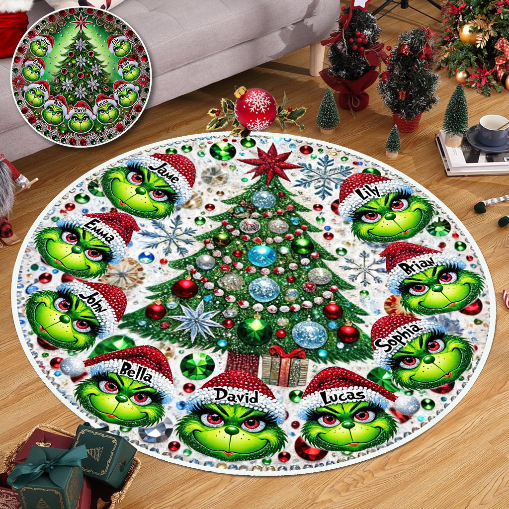 Merry Grinchmas - Personalized Stole Christmas Round Rug