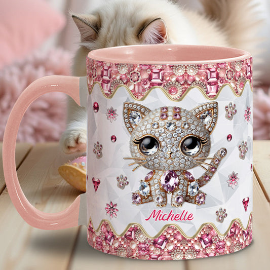 Mug personnalisé « Juste une fille qui aime les chats » avec motif chat