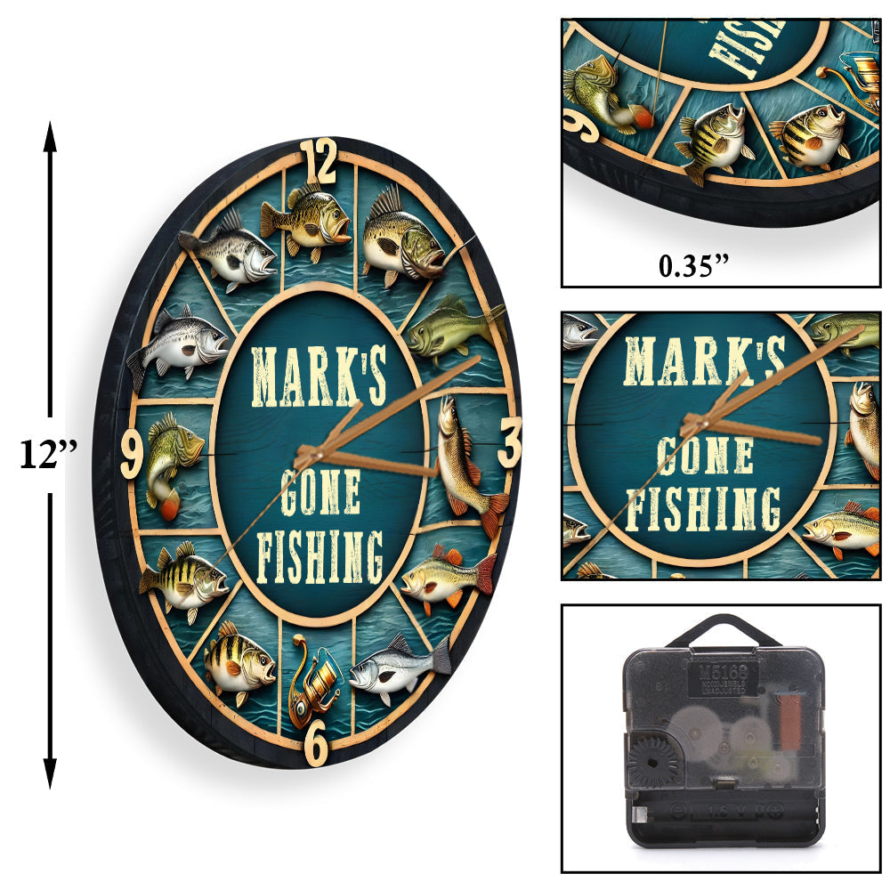 L'heure de la pêche - Horloge murale personnalisée sur le thème de la pêche