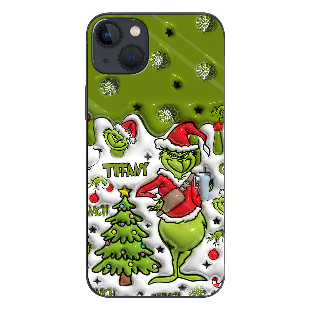 Joyeux Grinchmas - Coque de téléphone personnalisée avec étole de Noël