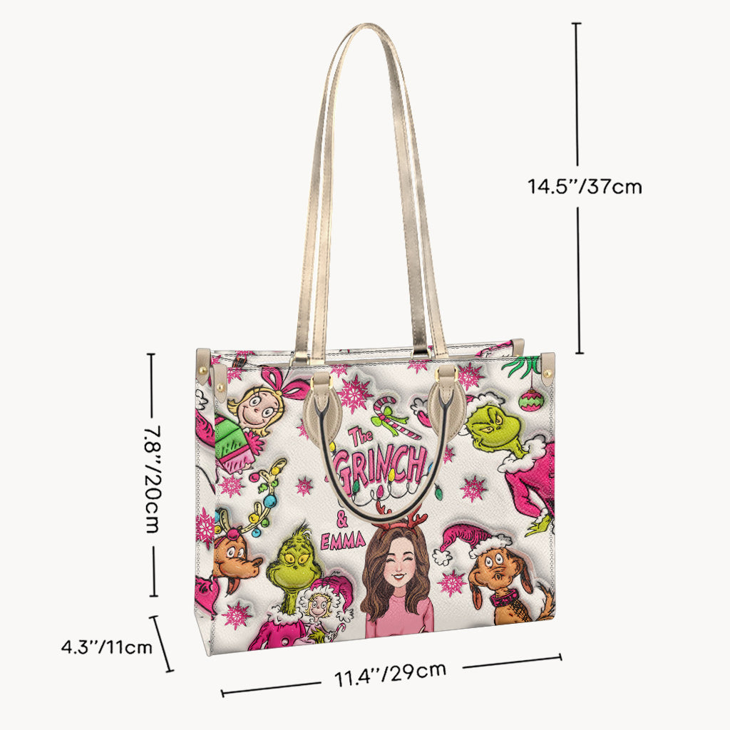 The Grinch & Me - Personalized Stole Christmas Leather Handbag