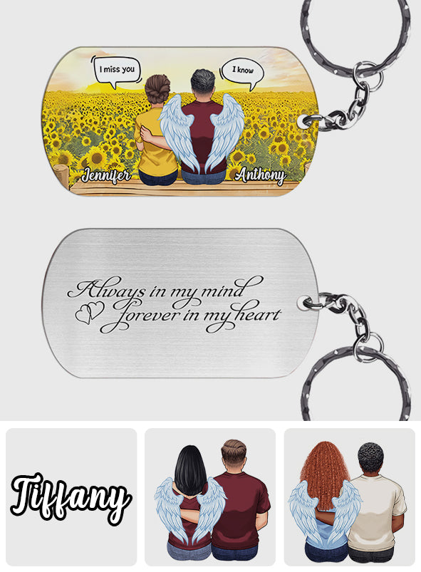 Toujours dans nos pensées - Porte-clés commémoratif personnalisé en acier inoxydable