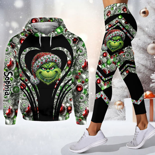 Sparkle Holiday - Sweat à capuche et legging de Noël personnalisés avec étole