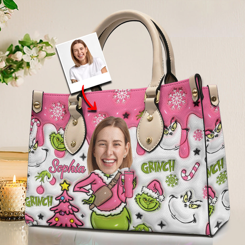 Joyeux Grinchmas - Étole de Noël personnalisée en cuir