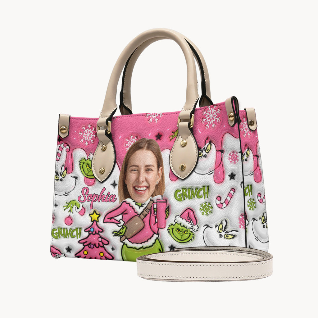 Joyeux Grinchmas - Étole de Noël personnalisée en cuir