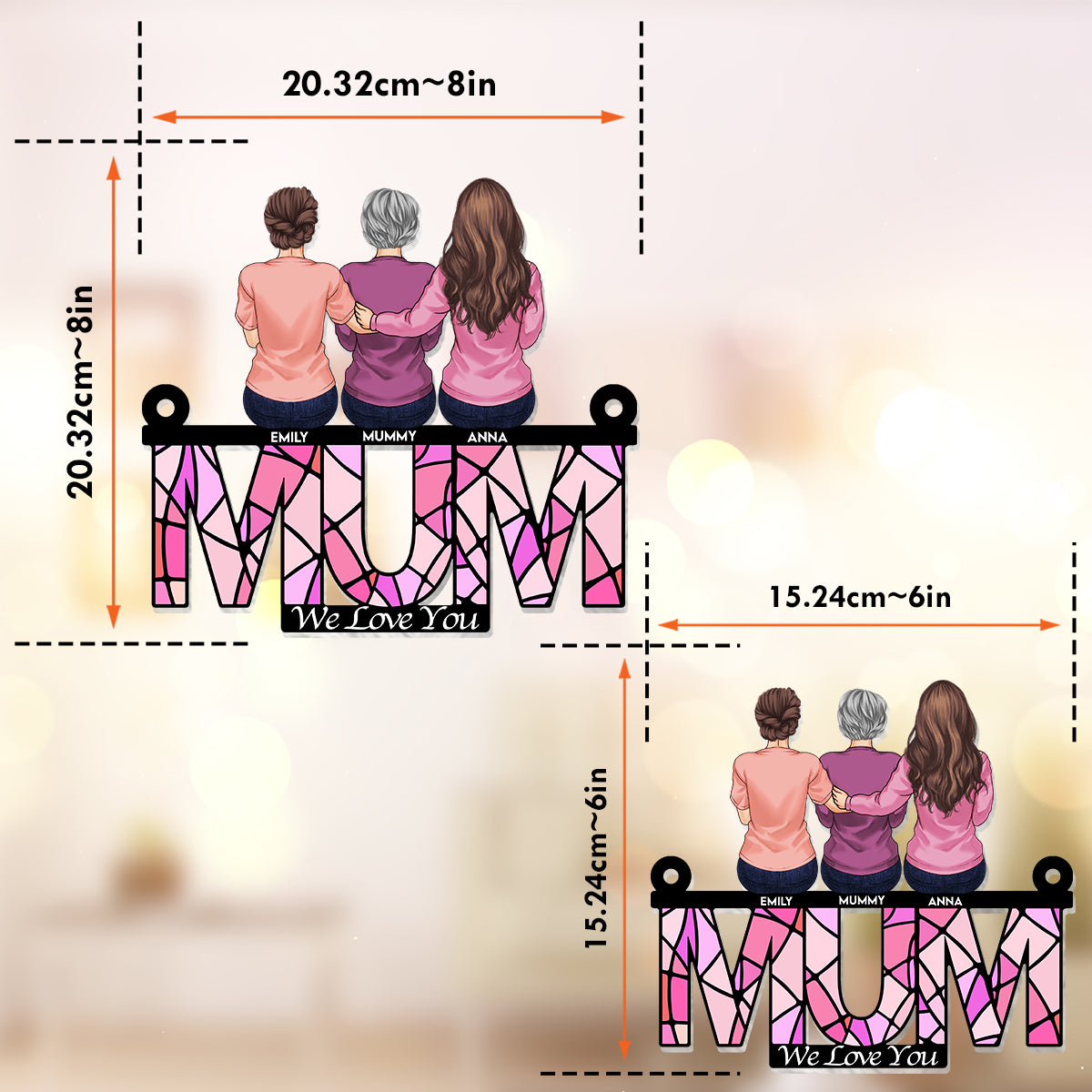 Maman, on t'aime - Attrape-soleil personnalisé à suspendre à la fenêtre 