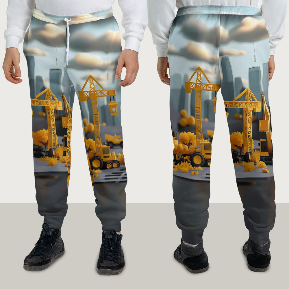 Lettres de l'alphabet des véhicules de chantier - Sweat à capuche et pantalon de jogging personnalisés pour enfant