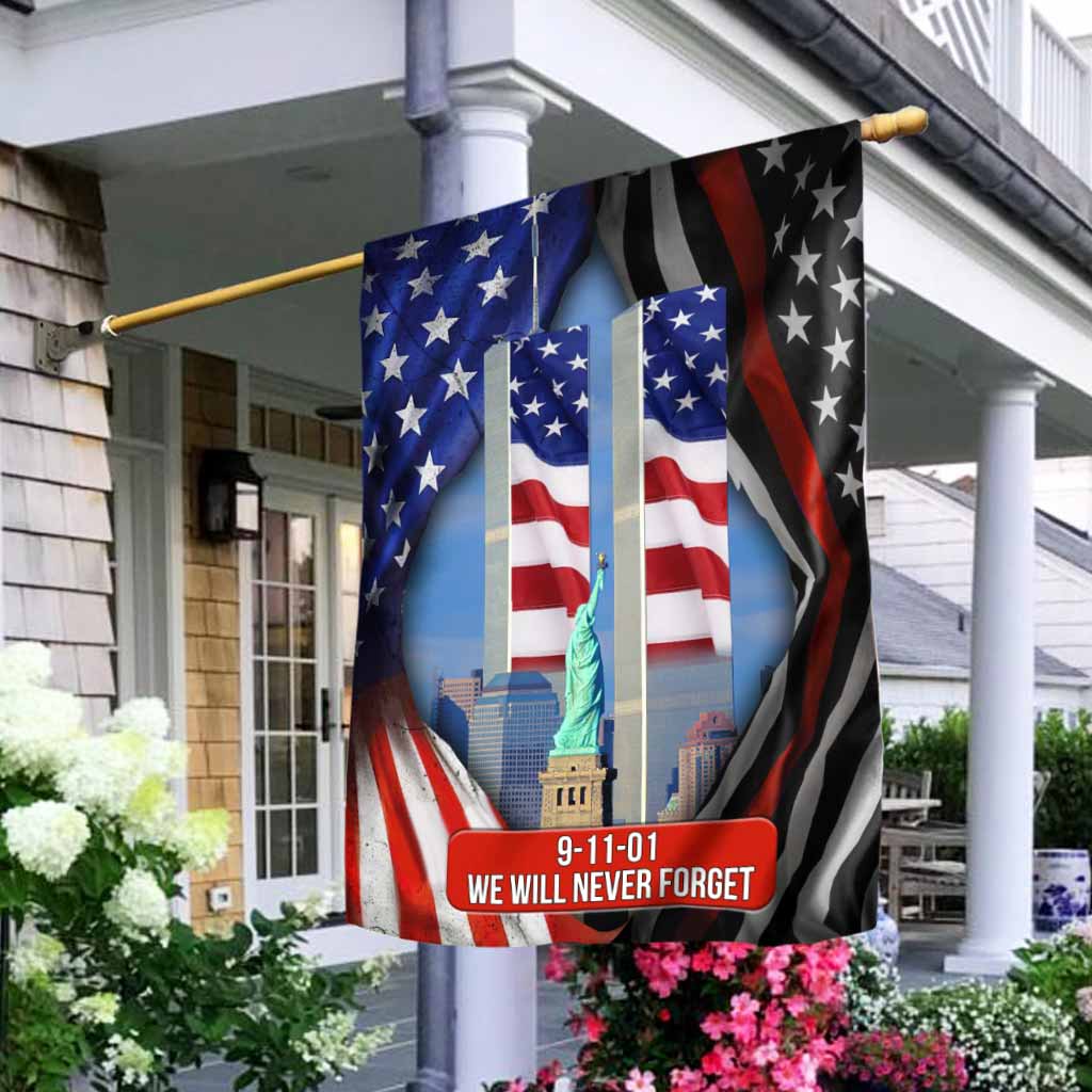 Nous n'oublierons jamais - Drapeau de la maison des pompiers