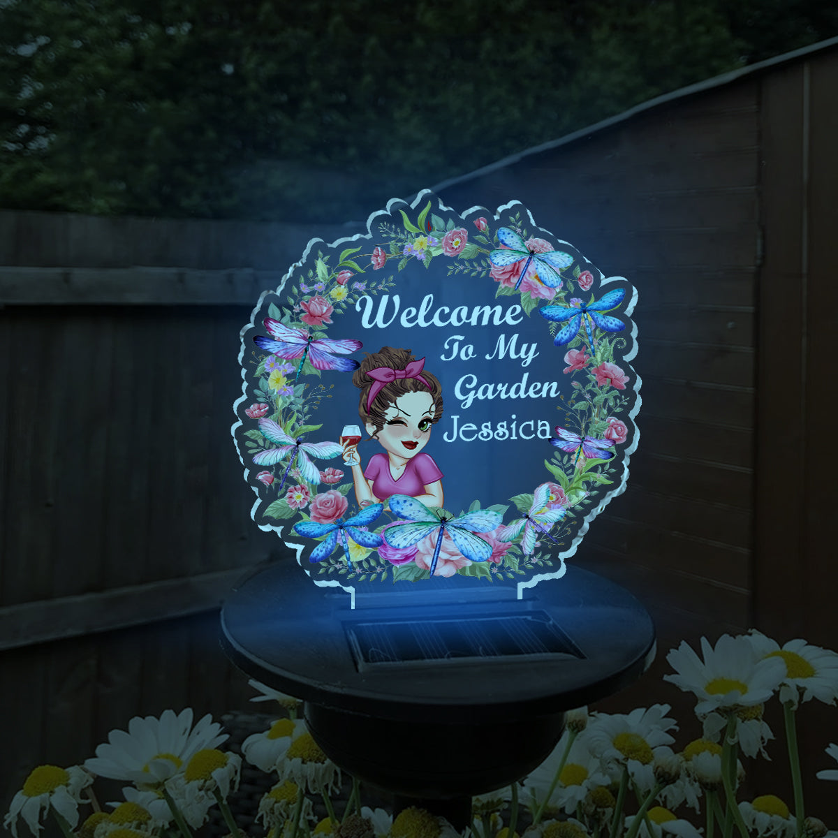 Lumière Florale - Lampe Solaire de Jardin Personnalisée